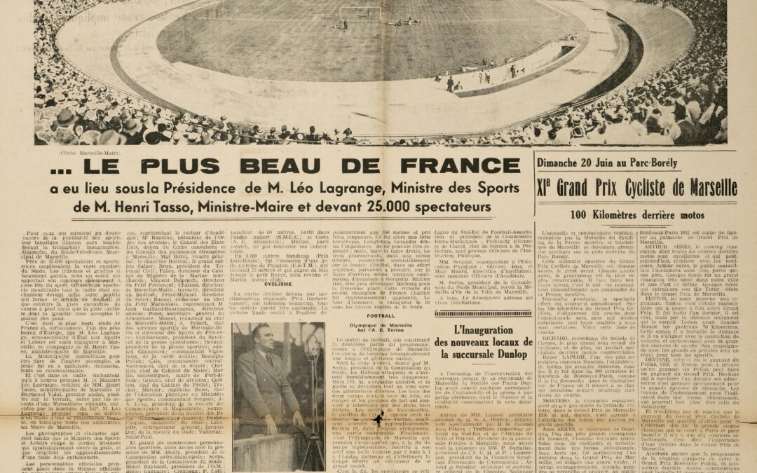 Inauguration du Stade vélodrome