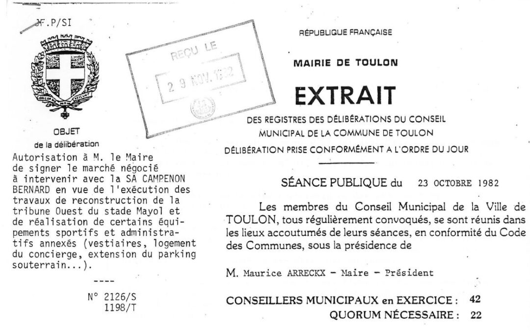 Délibération du Conseil municipal de Toulon