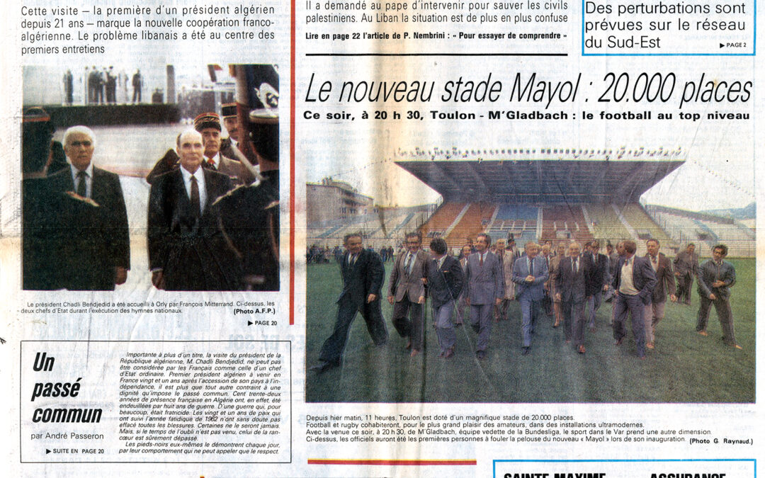 Le nouveau stade mayol : 20 000 places (“Une” de presse)