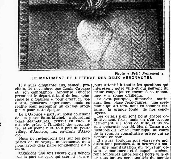 Le monument à l’effigie des deux aéronautes à Marseille