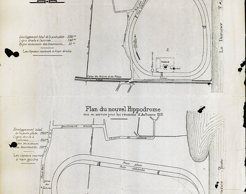 Plans de l’hippodrome de Cavaillon avant et après agrandissement de la piste