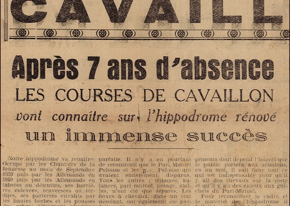 Article sur la reprise des courses hippiques à Cavaillon