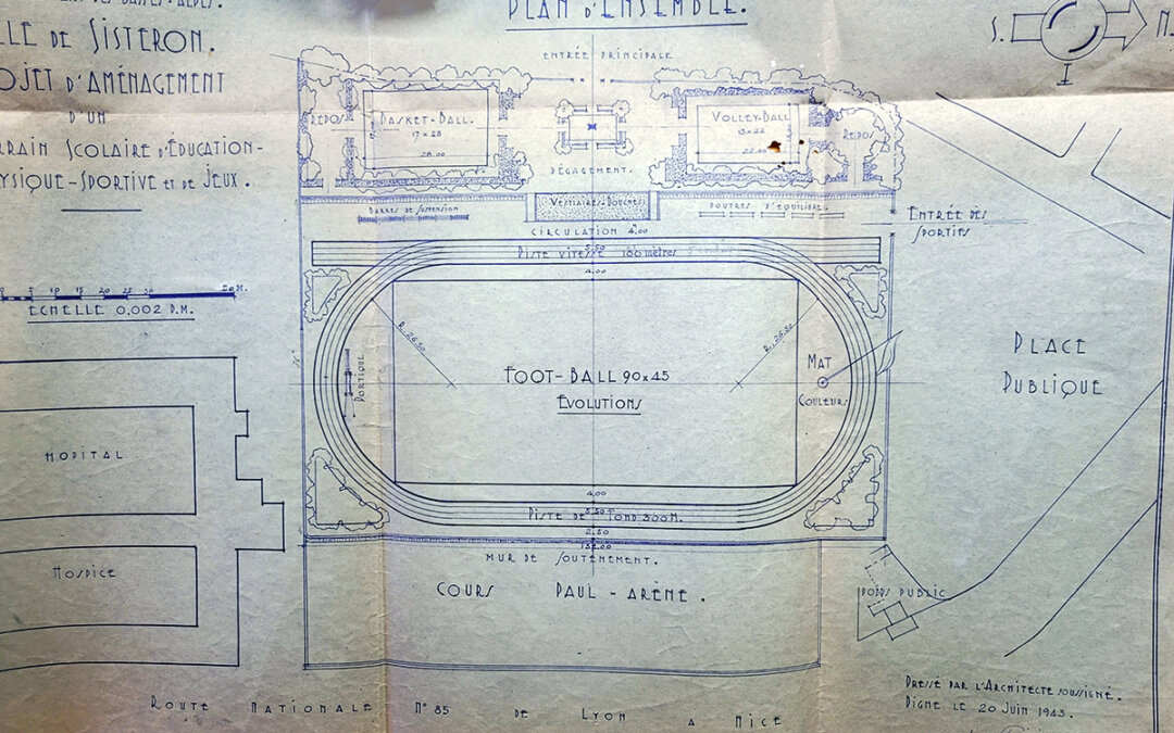 Projet de stade sur le pré de foire à Sisteron en 1943