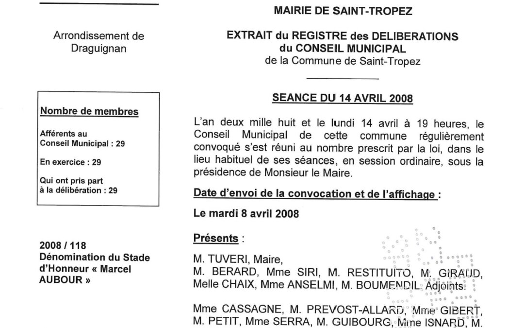 Le stade municipal de Saint-Tropez est baptisé Marcel Aubour