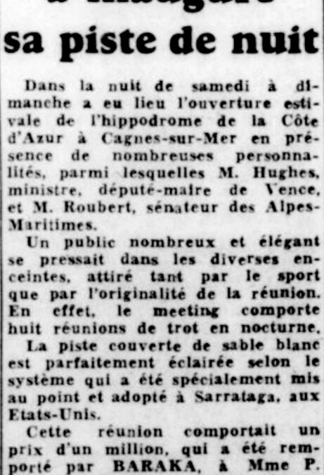Inauguration de la piste de nuit de l’hippodrome de la Côte d’Azur à Cagnes-sur-Mer
