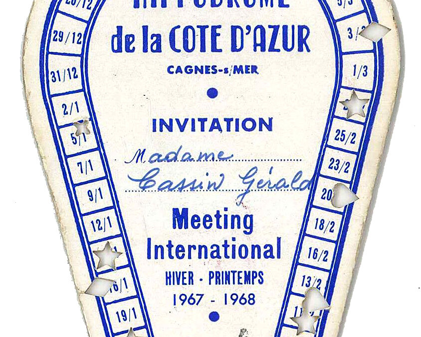 Recto du carton d’invitation au Meeting international hiver printemps 1967-1968