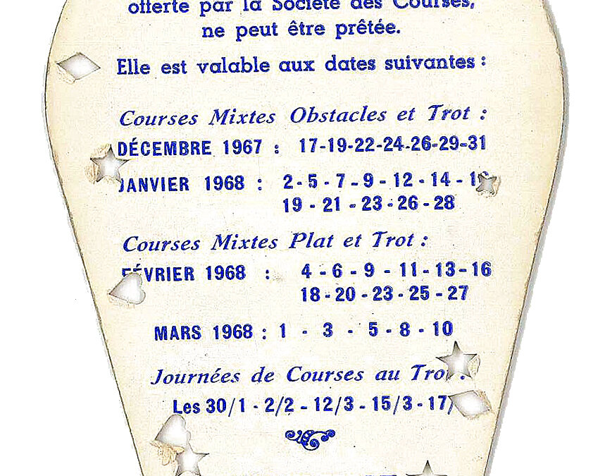 Verso du carton d’invitation au Meeting international hiver printemps 1967-1968