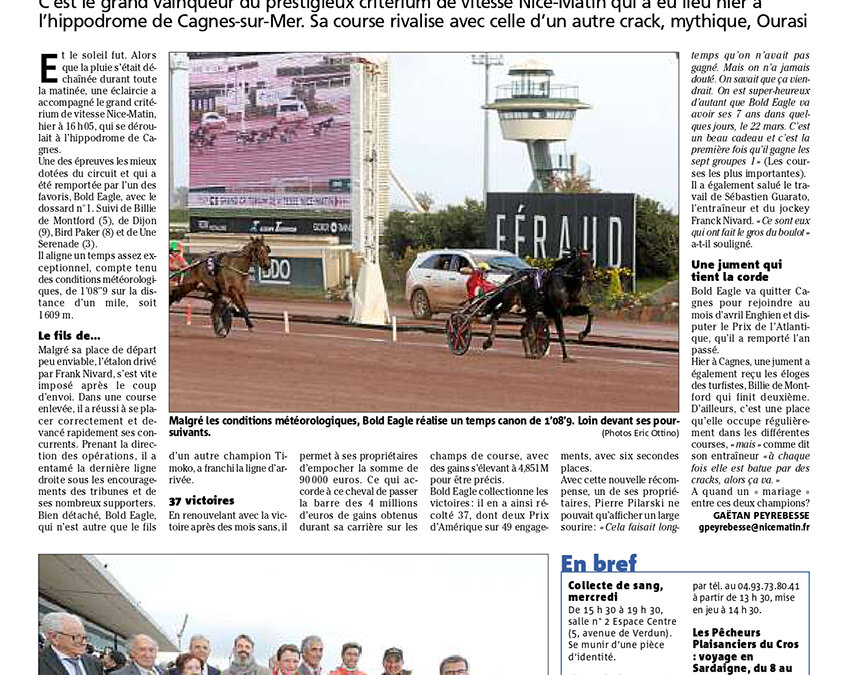 Éclatante victoire de Bold Eagle au Grand Critérium de Vitesse de la Côte d’Azur