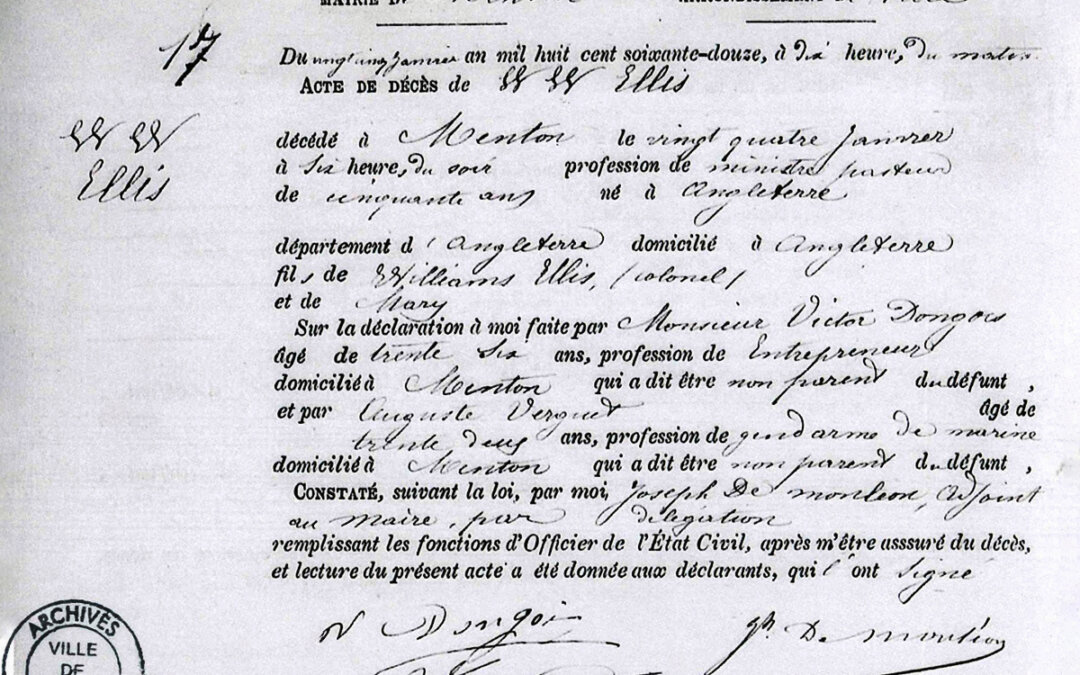Acte de décès de William Webb Ellis