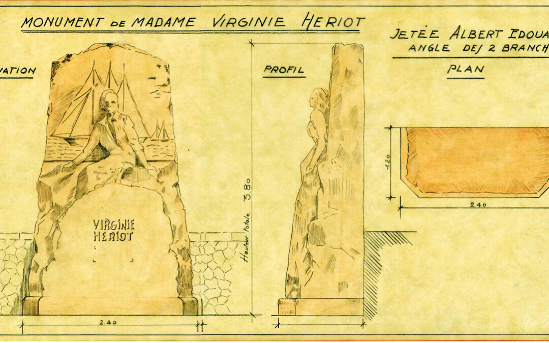 Plans d’élévation et de profil du monument Virginie Hériot à Cannes
