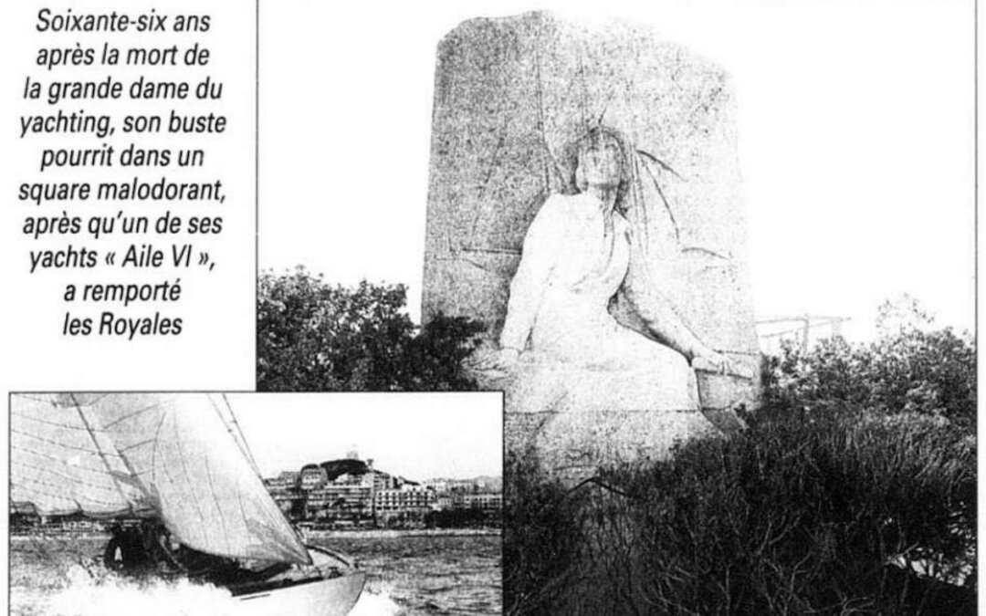 Le monument en hommage à Virginie Hériot à Cannes au milieu des broussailles