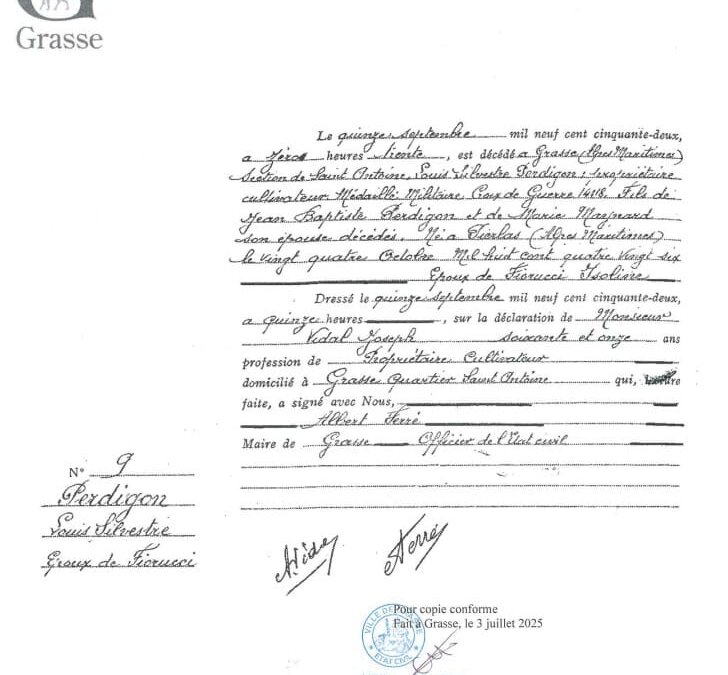 Acte de décès de Louis Perdigon