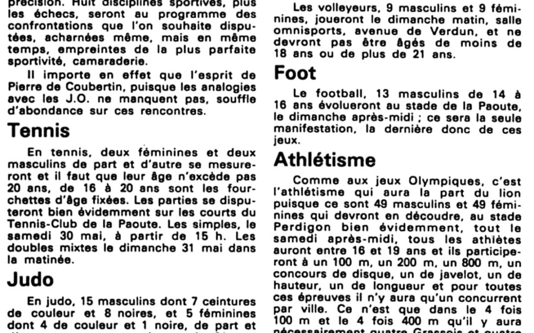 De nombreuses disciplines à l’honneur lors des Jeux sportifs Grasse Ingolstadt